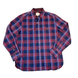 CON.STRUCT Mens Size L Red & Blue Plaid Checkered Shirt Jacket Lined Pockets NWT